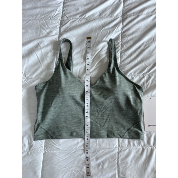 New Lululemon Align Tank Top Cropped Size 14 HTTW Heather Green Bra Built In - Picture 3 of 10